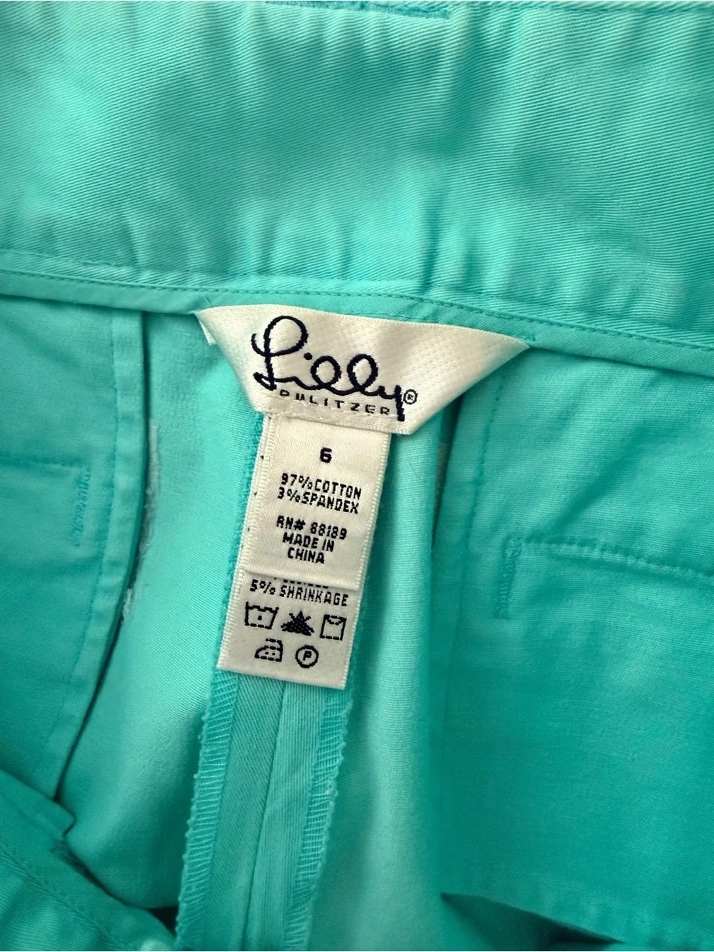 Lilly Pulitzer Vintage White Label Bermuda Shorts Mint/Aqua Green Size 6